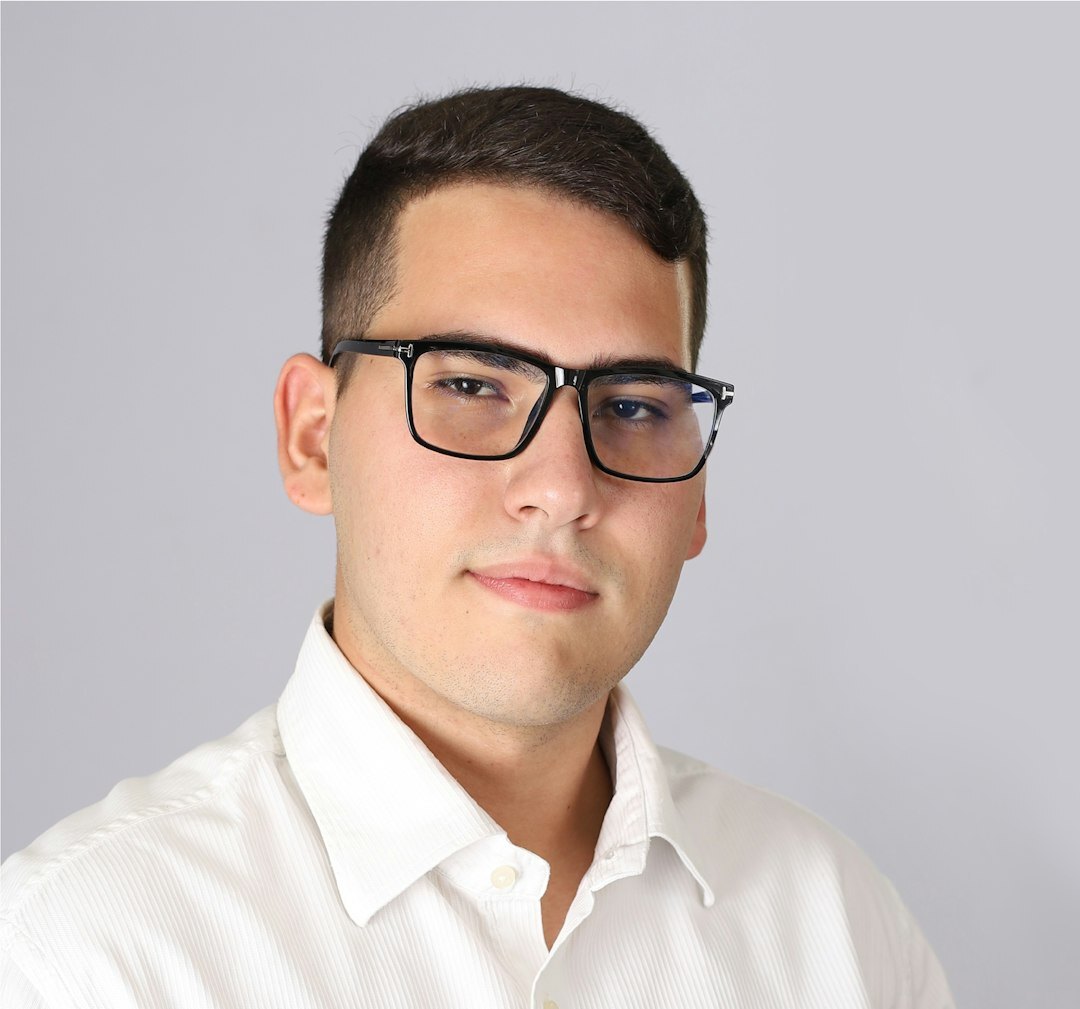 Portrait of a man journalist wearing glasses