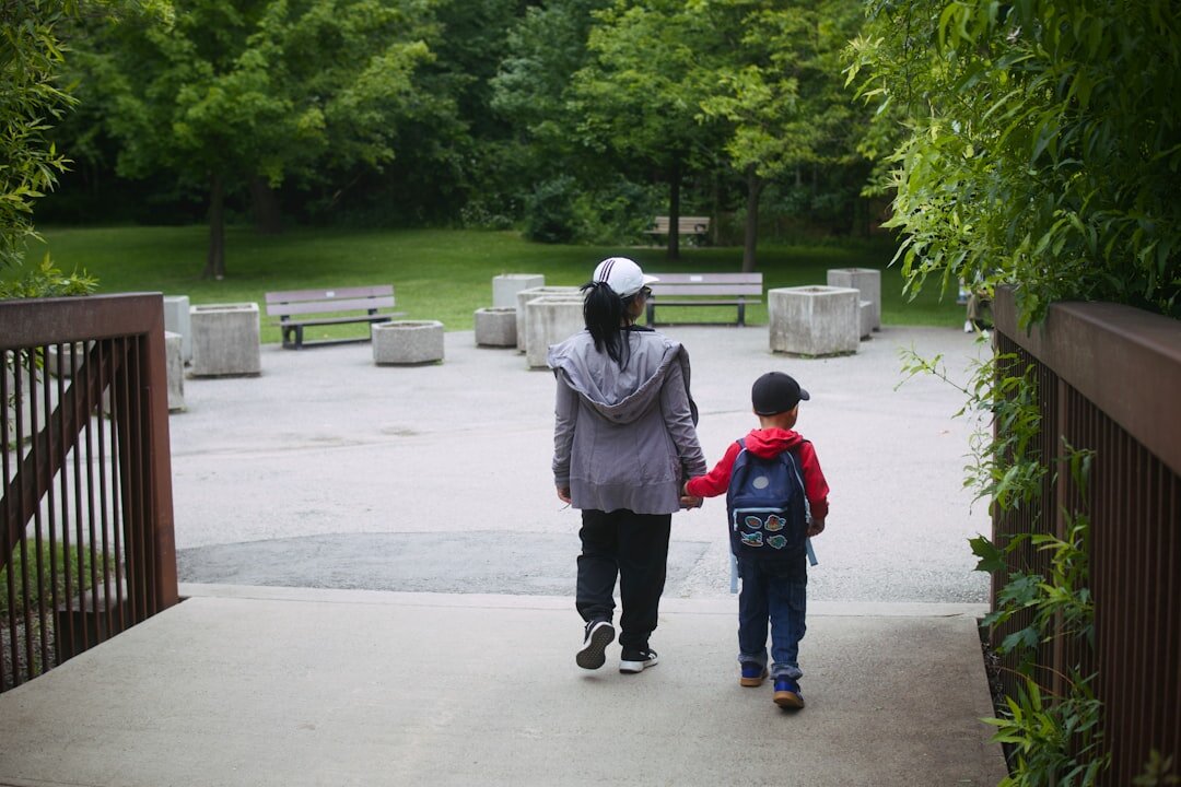 family walking in park