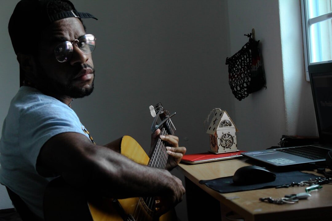 aspiring young musician writing song